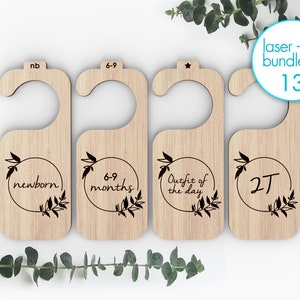 Neugeborene bis 4 t Baby Kleider Teiler Kleiderbügel | Baby-Kleiderteiler | Schrank Organizer | Glowforge SVG-Dateien | Hello World Datei