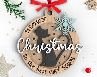 Cat Mom Christmas Ornament SVG: Laser Cut File (Digital Download)