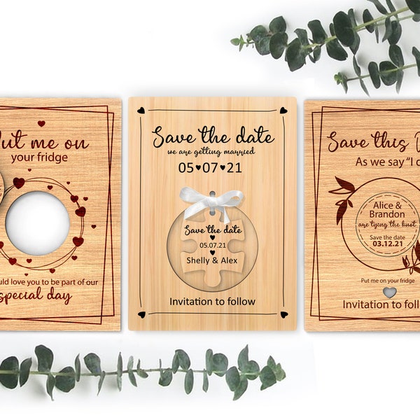 Lot de cartes "Retenez cette date" | Aimant en bois de mariage | Fichiers SVG personnalisés prêts à être découpés