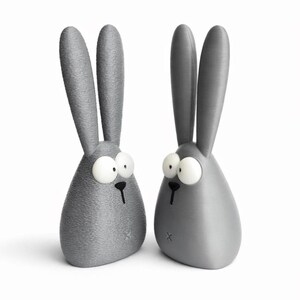 Cute minimalist rabbit 3D print model, Easter bunny figurine STL 3MF files, modern desk decor bunny, solid and multi-part 3D printable Easter decoration
