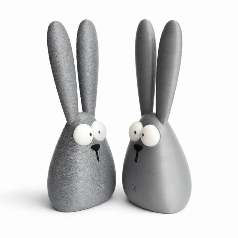 Cute minimalist rabbit 3D print model, Easter bunny figurine STL 3MF files, modern desk decor bunny, solid and multi-part 3D printable Easter decoration