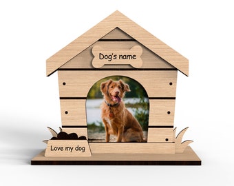 Dog House Photo Frame / Laser Cut Files Archivos de patrones vectoriales / Soporte para foto / Svg Laser-Ready Cut Files