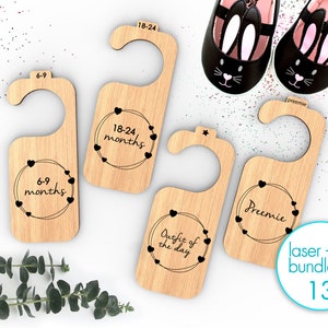 Newborn to 4T Baby Clothes Divider Hangers with hearts | baby girl | Closet Organizers | Glowforge SVG Files | Hello World File