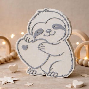 3D printed sloth night light STL file unlit, cute animal lantern for kids room decor, white PLA