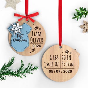 Personalized Baby's First Christmas 2026 Ornament: Laser Cut SVG File