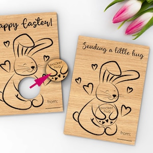 Carte Lapin câlin avec jeton | Envoyer un petit câlin - Fichiers de découpe Svg prêts pour le laser