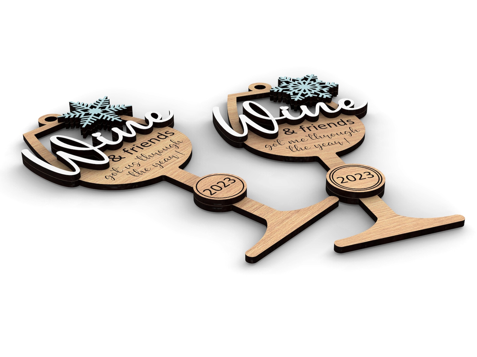 Wine Glass Ornament | Gift for Friends | Glowforge, Svg Laser-ready Cut ...