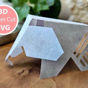 Easy 3D Elephant Papercraft | DIY Quick no glue template PDF and SVG file for instant download | Paper model