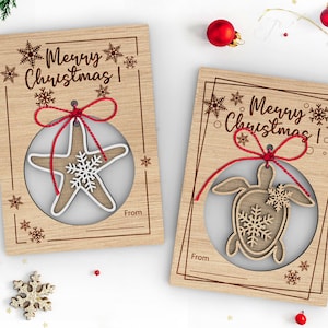 Meeresleben Souvenir Karte - 2er-Set - SVG, Laser-Ready Cut Datei - INSTANT DOWNLOAD