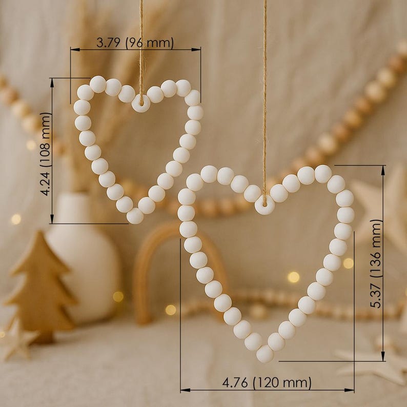 STL print 3D file   | Window door wreath pearl look hearts | Beaded ornaments | Valentine decor | Commercial license