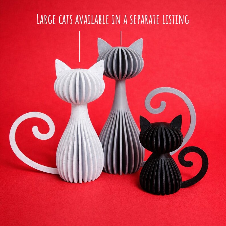 Cats family STL File | Minimalist Baby Cats | Japandi Cats and Kitten Sculptures | 3D Printable Decor | Commercial License
