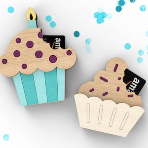Grazioso porta-biglietti regalo a forma di cupcake / regalo di buon compleanno personalizzato / file SVG tagliati al laser