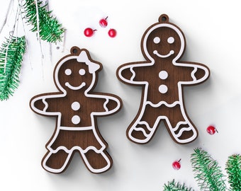 Gingerbread Christmas Ornaments SVG Laser Cut Files (Digital Download)