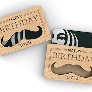 Alles Gute zum Geburtstag Geschenkkartenhalter | Schnurrbart | Personalisiertes Geschenk für Ihn | Männliche Geschenke | geschnitten Datei