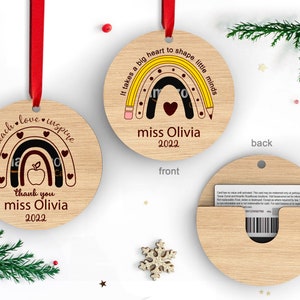 Ornamento personalizado do Natal do arco-íris do professor de <br> Entrega Rápida? Porta-cartões-presente | Arquivos de corte SVG prontos para laser