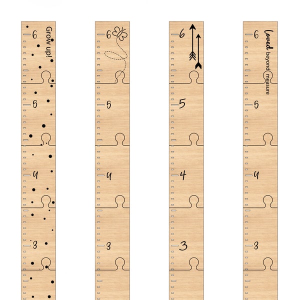 Growth Chart Art | Hanging Wooden Height Growth Chart to Measure Baby, Child, Grandchild  | Glowforge SVG Files Bundle