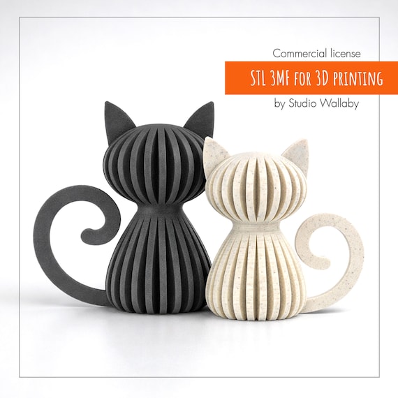 Tiny Cats Pair STL File | Minimalist Baby Cats | Japandi Kitten Sculptures | 3D Printable Decor | Commercial License