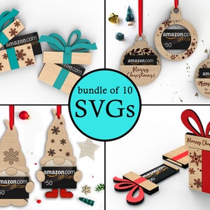Frohe Weihnachten Geschenkkartenhalter | 10er Bündel | SVG Laserdatei