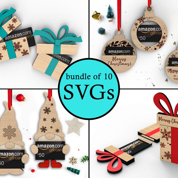 Merry Christmas cadeaukaarthouders | bundel van 10 | SVG-laserbestand