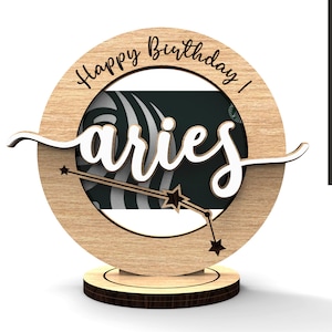 Widder Sternzeichen Personalisierter Geschenkkartenhalter | Kommerzielle Lizenz | Alles Gute zum Geburtstag | geschnitten Datei