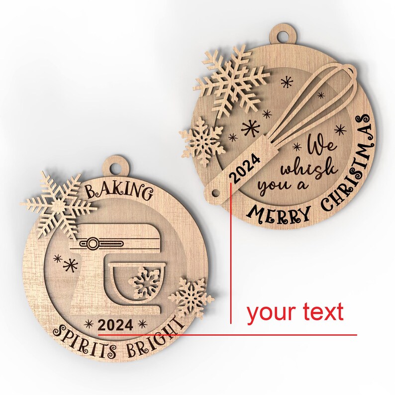 Laser Cut Digital File | Baking Ornaments Bundle | Baking Spirits Bright | Whisk You a Merry Christmas | SVG Glowforge | INSTANT DOWNLOAD