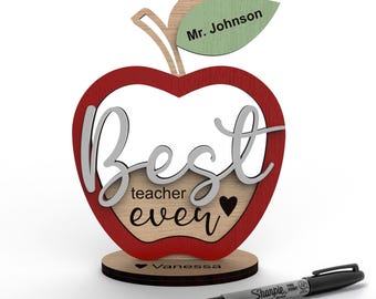 Best teacher ever | Personalized Teachers Appreciation Sign | End Of Year | Glowforge | Svg Laser-Ready Cut Files