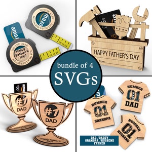 Paquete de titulares de tarjetas de regalo del día del padre / Regalo para papá padre abuelo abuelo marido / Archivos de corte listos para láser SVG