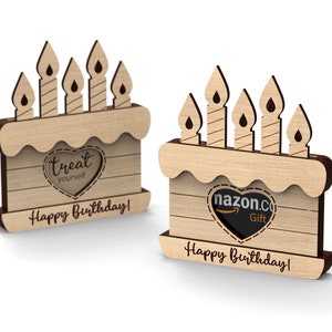 Birthday Cake Gift Card Holder | Treat yourself | Happy Birthday | Svg Laser-Ready Cut Files