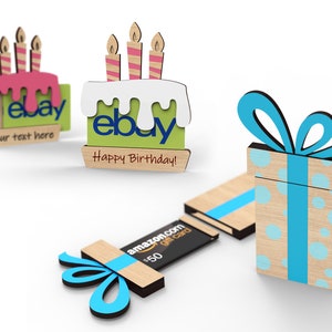 Pacchetto di porta carte regalo di compleanno personalizzati / Licenza commerciale / File SVG tagliati al laser
