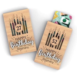 Porte-cartes cadeau d'anniversaire personnalisé pour âge spécial | Pour tous les âges, de 10 à 99 ans | Cadeau en argent | Fichiers de découpe SVG prêts pour le laser