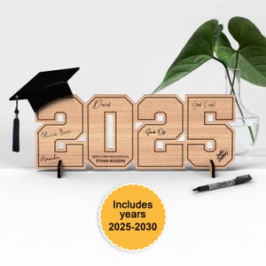 Clase de 2025 / Letrero de firma de graduación personalizado / Alternativa al libro de visitas / Idea de regalo de graduación / Archivos de corte láser Glowforge Svg