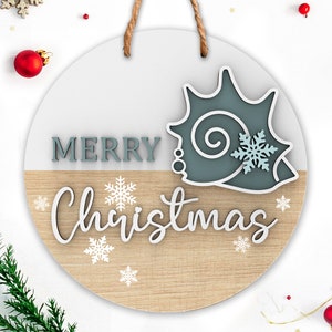 Christmas Sea Life Door Hanger | SVG File | Laser-Ready Cut Files - INSTANT DOWNLOAD