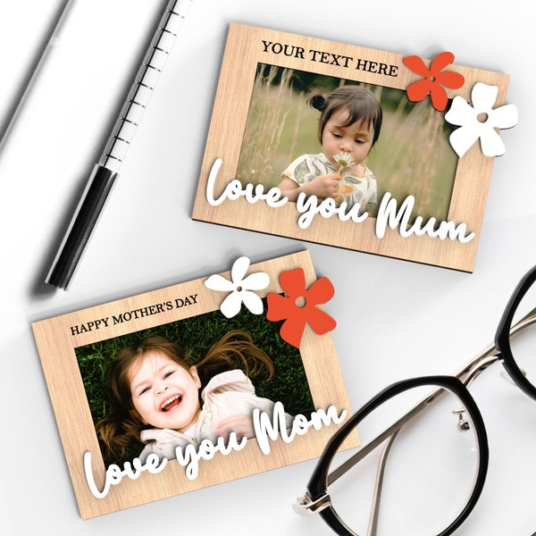 Mother's Day Fridge Photo Frame Magnet | Personolised Gift for Mom Mum | Svg Laser-Ready Cut Files