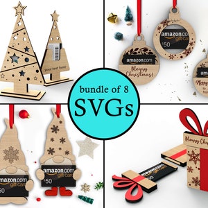 Frohe Weihnachten Geschenkkartenhalter | 8er Bündel | SVG Laserdatei