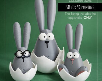 Easter Egg Shells STL | Cracked Egg Bowl for Bunny Figures | 3D Print Egg Base | Easter Decor STL | Commercial License