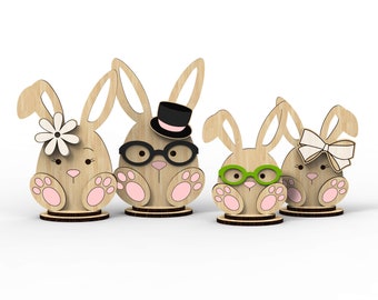 Easter Bunny Family Decor: Laser Cut Vector File (Instant Download)