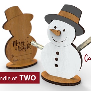 Porta-dinheiro boneco de neve | Ideia de presente de Natal personalizado | Arquivo SVG de corte a laser | Enfeite de árvore | Arquivo Glowforge