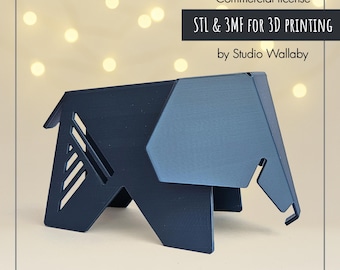 Geometrischer Elefant STL & 3MF-Datei | 3D druckbare moderne Elefant Dekor | Einfacher 3D-Druck als digitaler Download | Kommerzielle Nutzung erlaubt