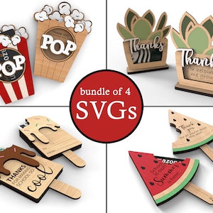 Porta carte regalo personalizzate estive per insegnanti / Apprezzamento insegnanti / Confezione da 4 / File SVG tagliati al laser