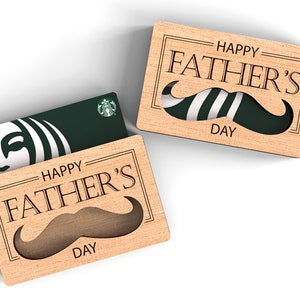 Portatarjetas de regalo para el Día del Padre / Bigote / Para papá / Archivos de corte listos para láser Svg