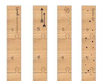 Wachstums-Chart Kunst | Hängende Messlatte für die Größe eines Babys, Kleinkind, Enkelkind | Glowforge SVG-Dateien bündeln | Hello World Datei