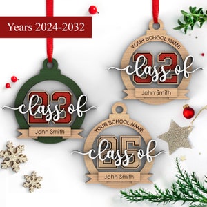 Class of 2025 | Custom Personalized Graduation Christmas tree ornament | Name & College High School | Svg Laser-Ready Cut Files