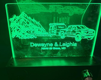 Personalized LED Campsite Sign | Custom Van, Jeep & Overland Rig Light | Rechargeable Camping Gift