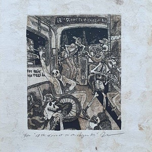Nicolas de Jesus "18th Street to Michigan" seppia Grabado