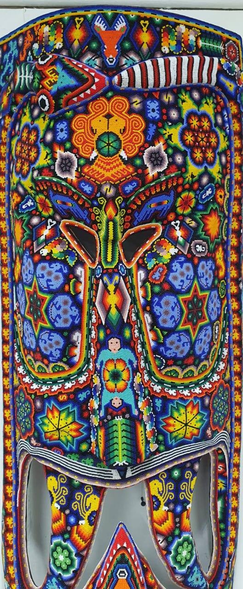 Giant Huichol Mask. Traditionally Made With Bees Wax and Glass - Etsy