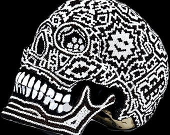 Huichol skull with Articulated Jaw. Black and white