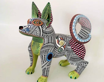 アレブリヘ オアハカ メキシコ民芸品 コーパル 木彫りコヨーテ像