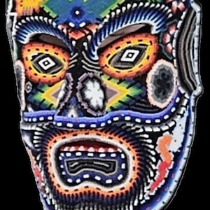 Bearded man mask in Huichol art 2
