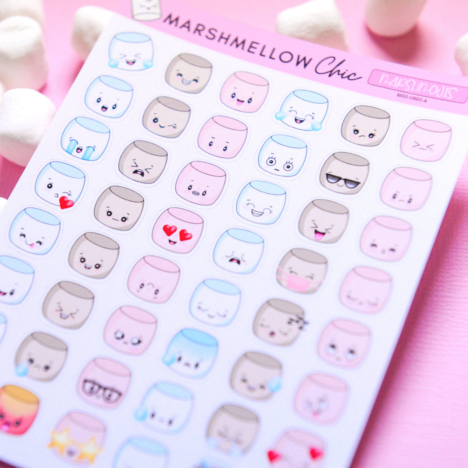 Marshmallow Emoji Stickers Marshmallow Emoji Stickers Tiny Etsy