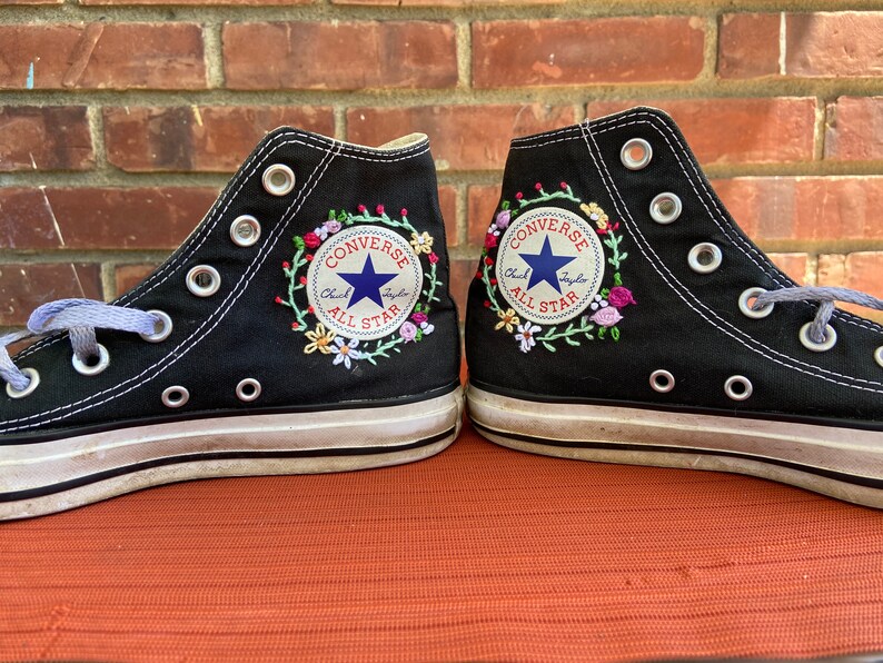 Embroidered High Top Converse | Etsy